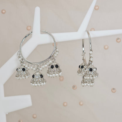 Neha - Silver Bali Jhumka Earrings