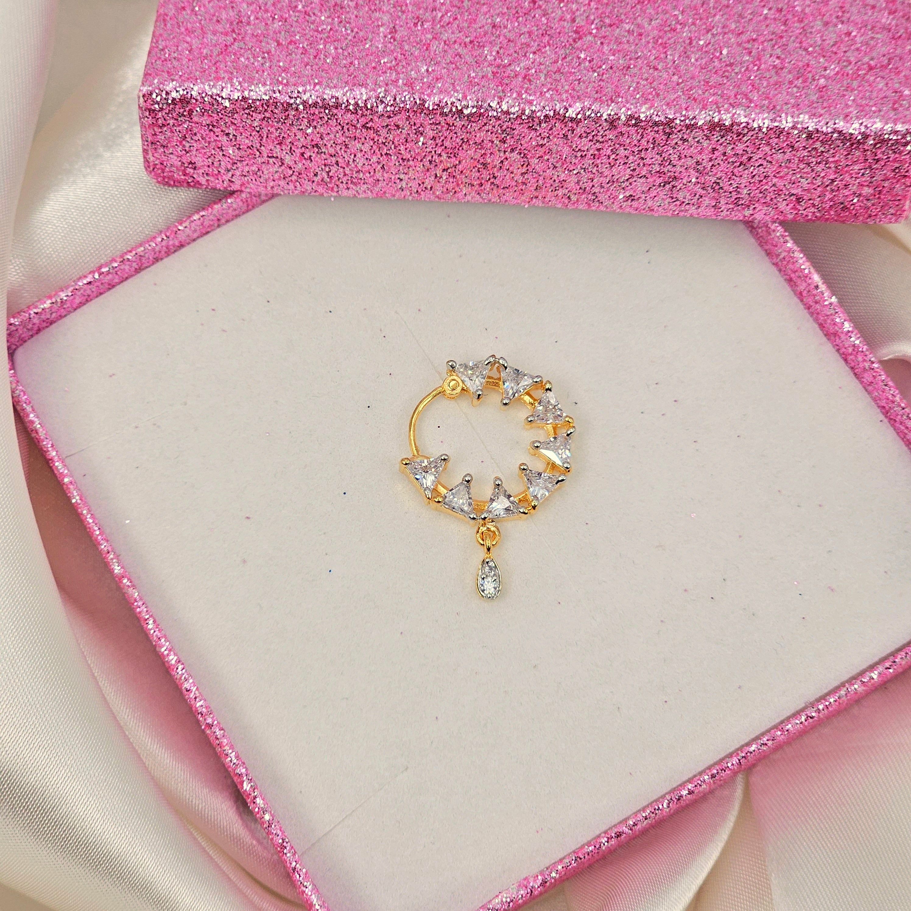 1.5cm wide American Diamond Pierced Nose Ring