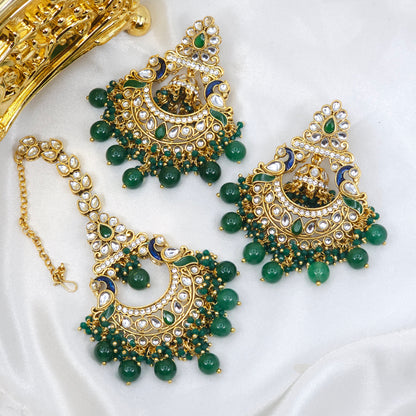 Tara Kundan  Earrings and Tikka Set