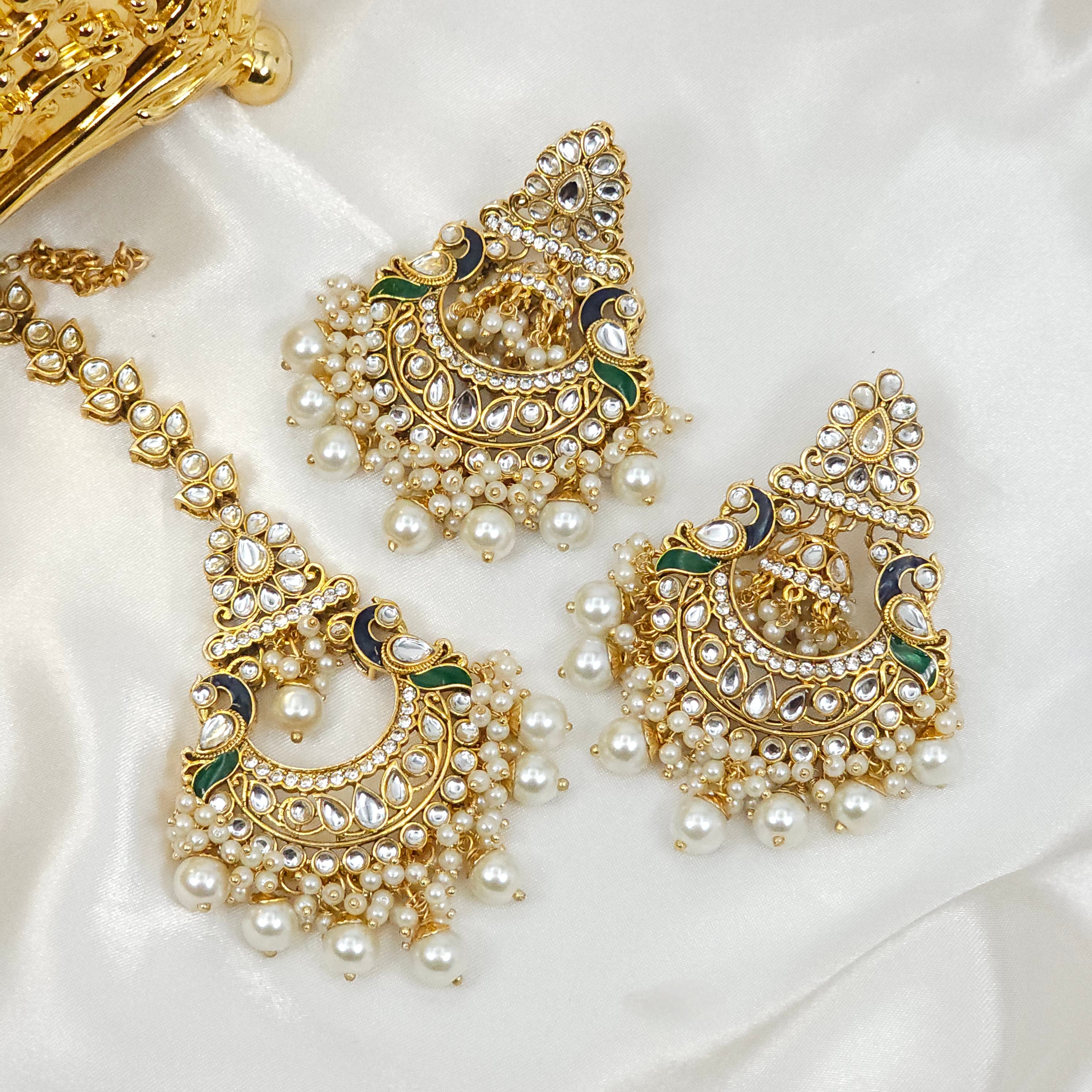 Tara Kundan  Earrings and Tikka Set