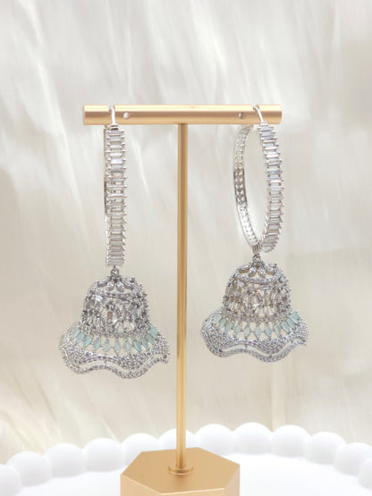 Tulip- AD Hoop Jhumka Earrings