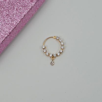 1.5cm wide American Diamond Pierced Nose Ring