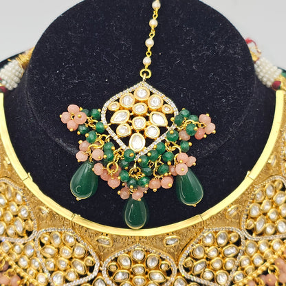 Reegal Premium Quality Paachi Kundan Choker Necklace Set - Green