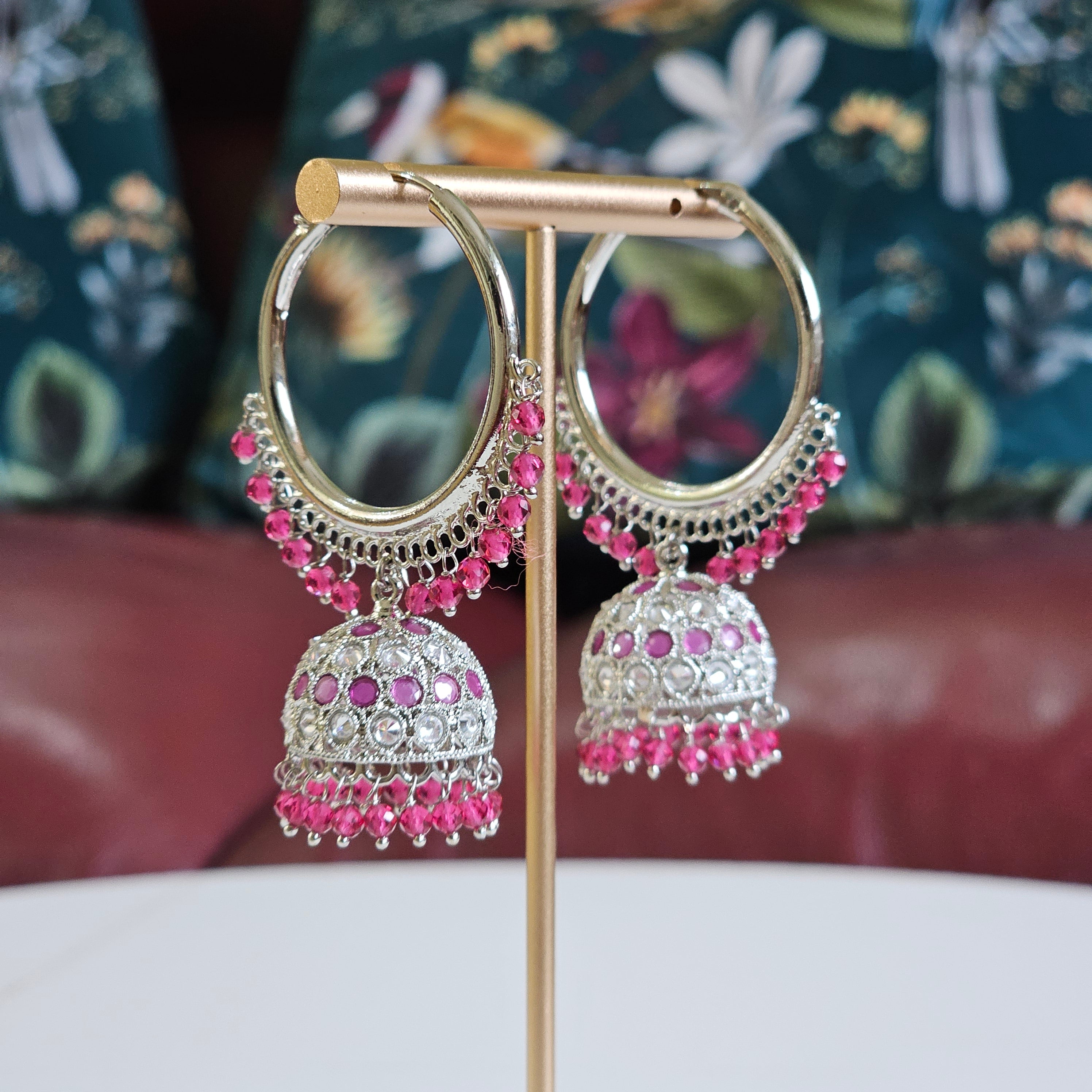 Saloni Silver Polki Jhumki Bali Earrings