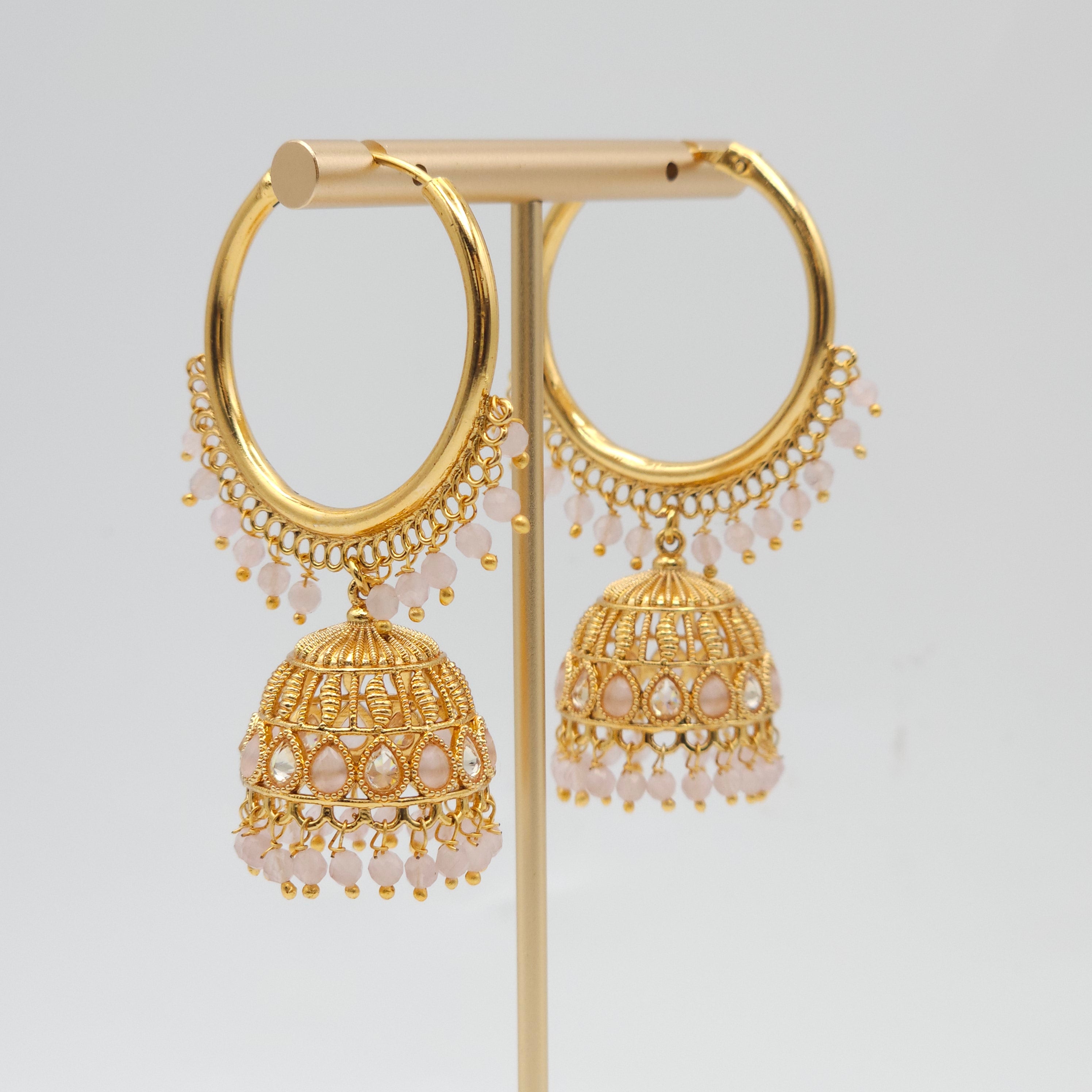 Meera Antique Gold Polki Jhumki Bali Earrings