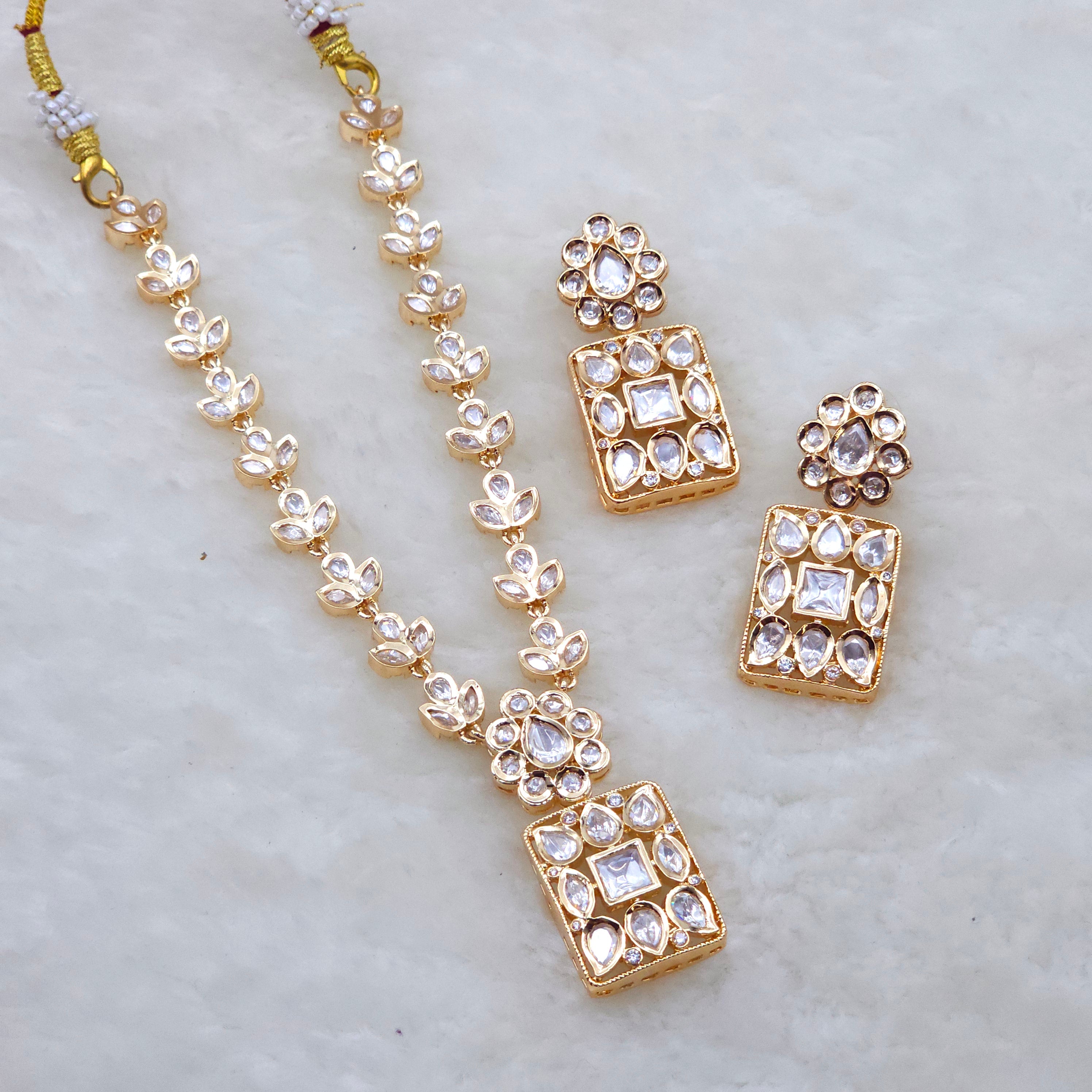 Aditi Moissanite Polki Necklace Set