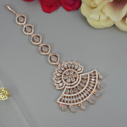 Roohi CZ Mangtikka - Rose Gold - Fancy Fab Jewels