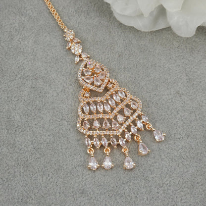 Roohi Rose Gold AD Mangtikka - Fancy Fab Jewels