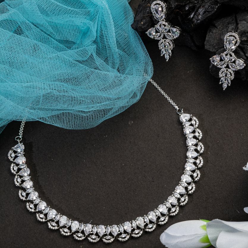 Rosina - American Diamond CZ Necklace Set - Fancy Fab Jewels