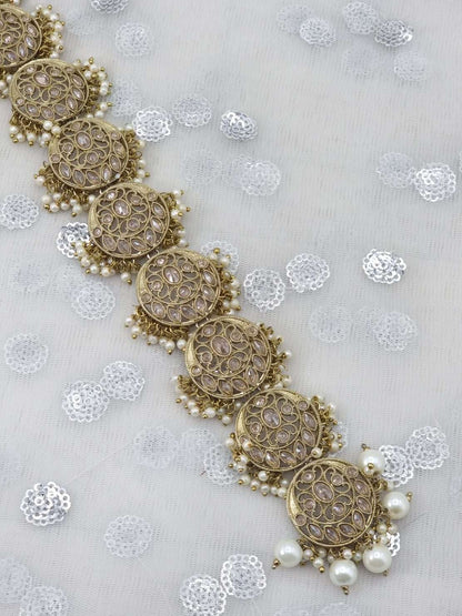 Seema - Polki & Pearl Hair Plait Piece - Fancy Fab Jewels