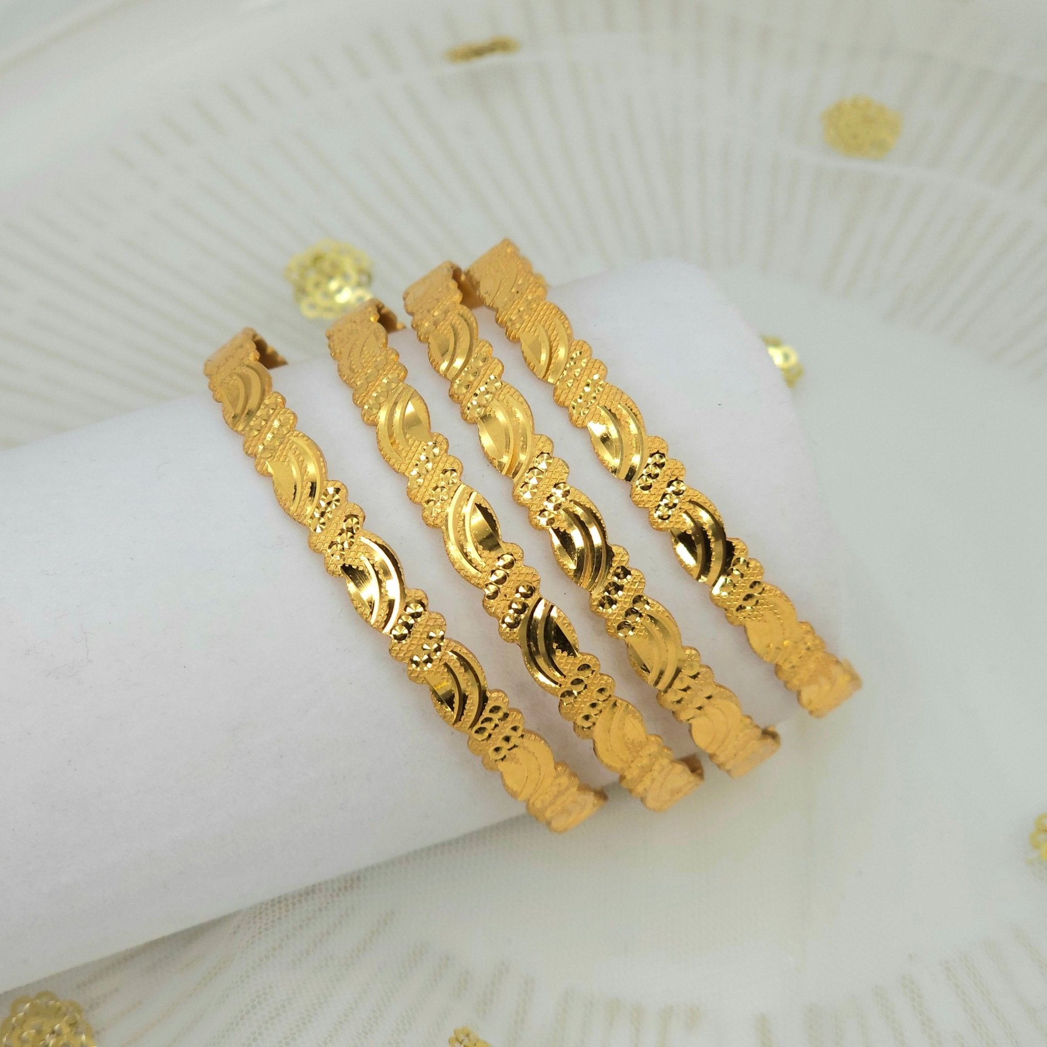 Set of 4 Gold Plated Indian Bangles - Fancy Fab Jewels