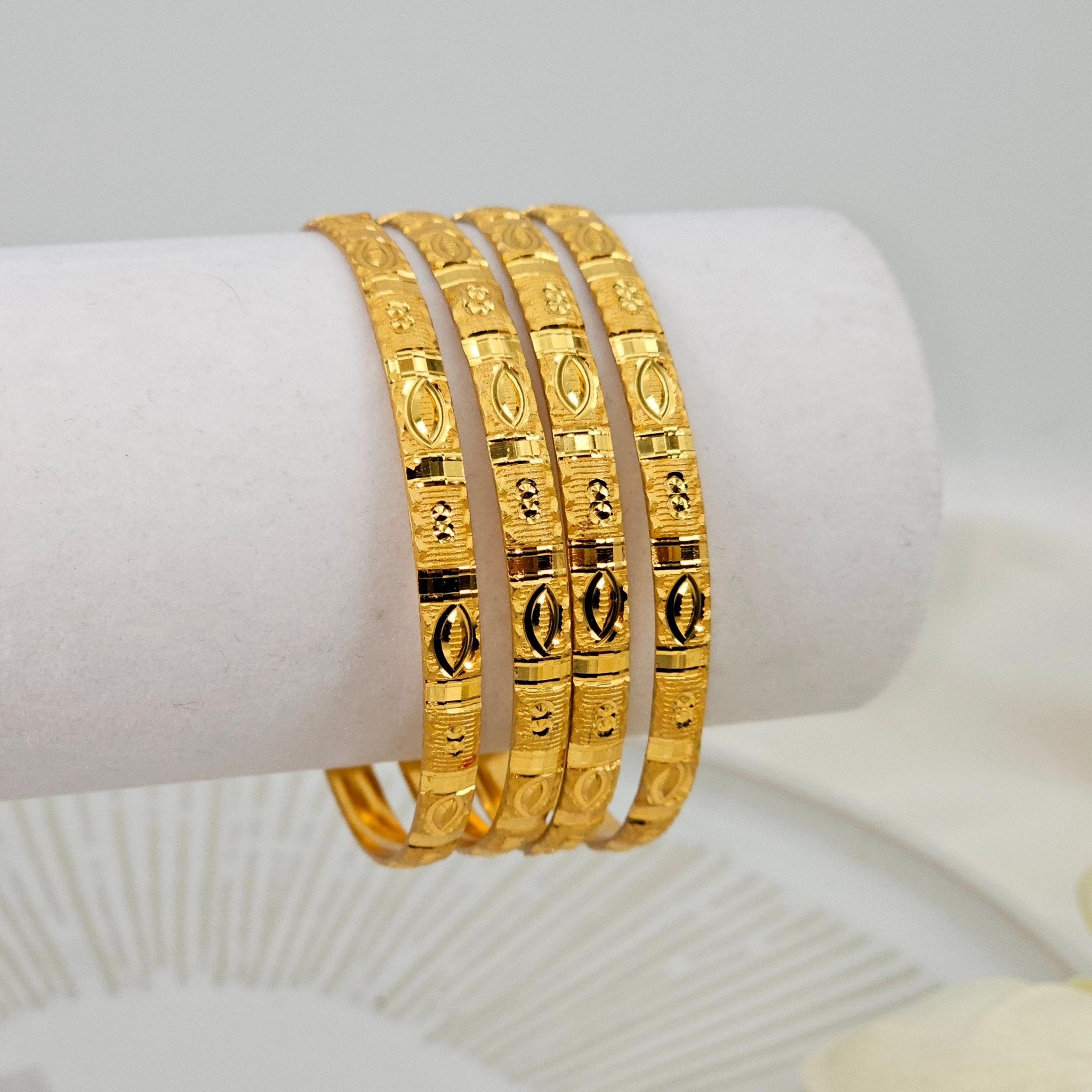 Set of 4 Gold Plated Indian Bangles - Fancy Fab Jewels