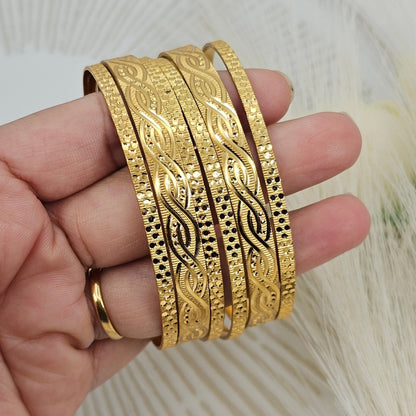 Set of 6 Gold Plated Indian Bangles - Fancy Fab Jewels