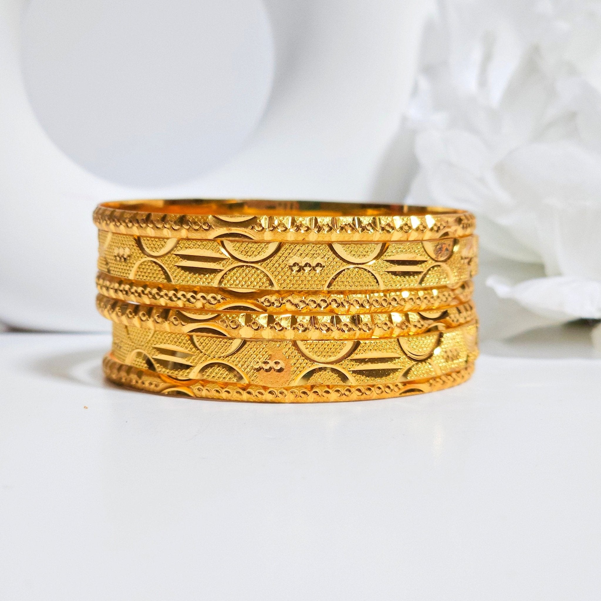 Set of 6 Gold Plated Indian Bangles - Fancy Fab Jewels