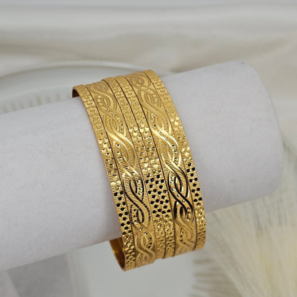 Set of 6 Gold Plated Indian Bangles - Fancy Fab Jewels