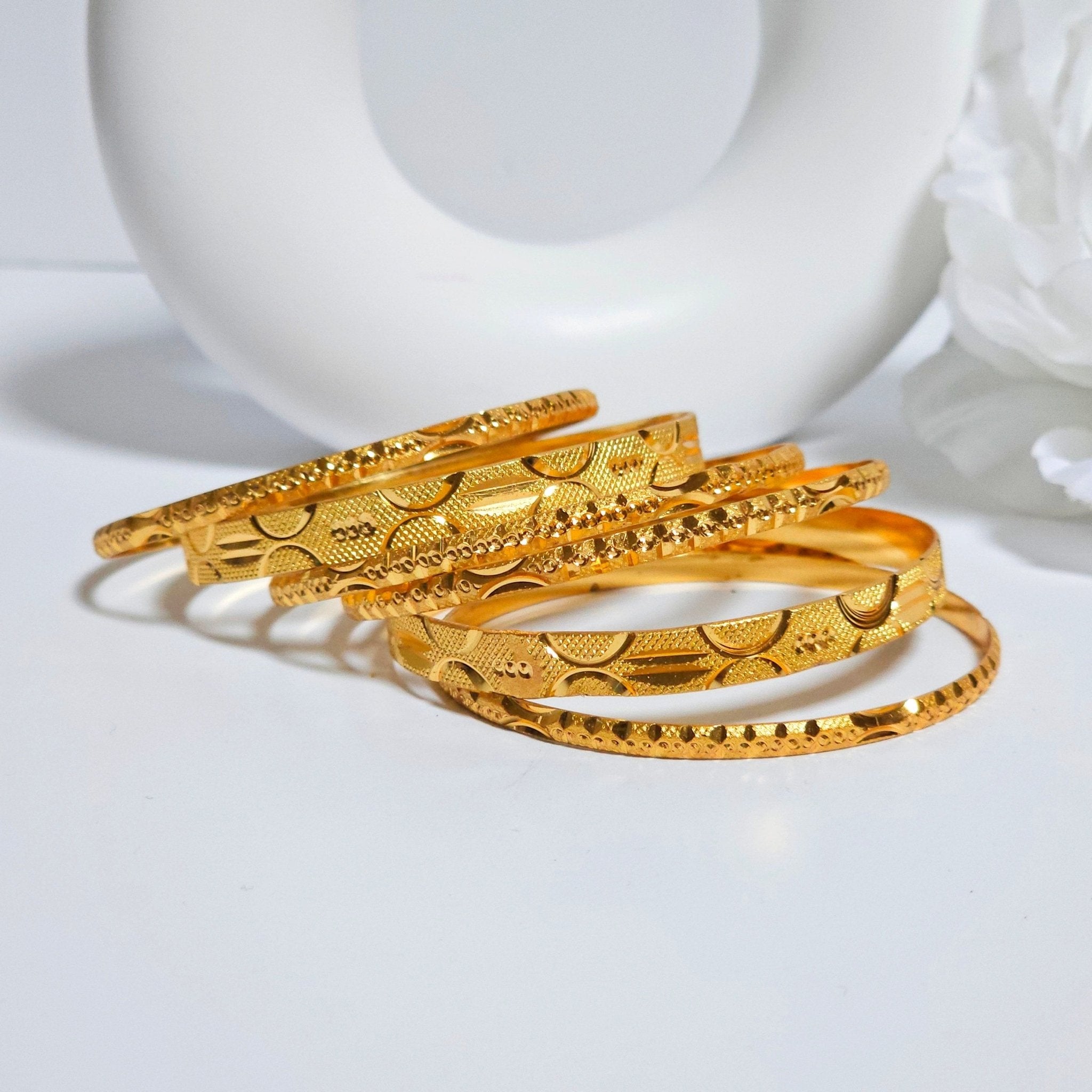 Set of 6 Gold Plated Indian Bangles - Fancy Fab Jewels