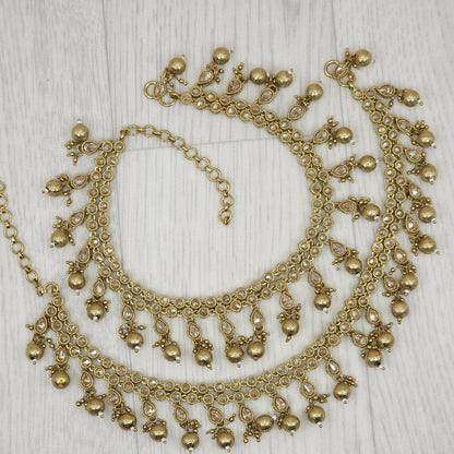 Shagun - Antique Gold Polki Statement Anklets | Jhanjara - Fancy Fab Jewels