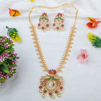 Shivani - Gold Plated AD Short Necklace Set - Fancy Fab Jewels